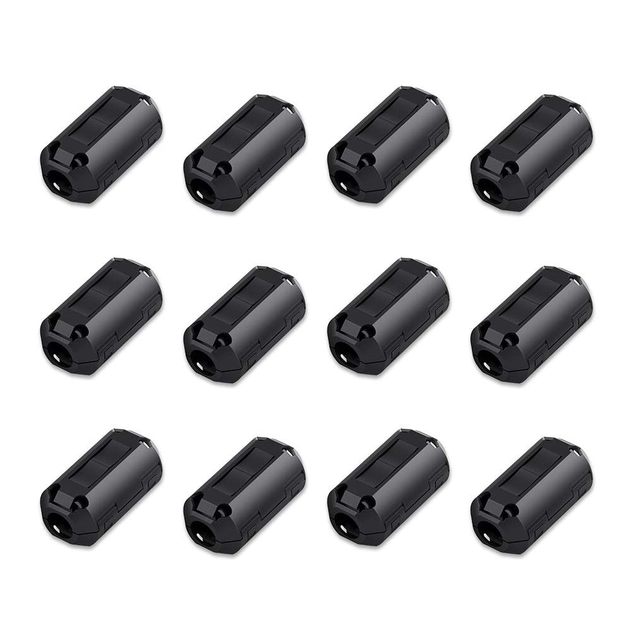12 Pack RFI EMI Noise Suppressor Cable Clip, Clip-on Ferrite Ring Core Noise Filter for 5mm Dia Cable(Black)