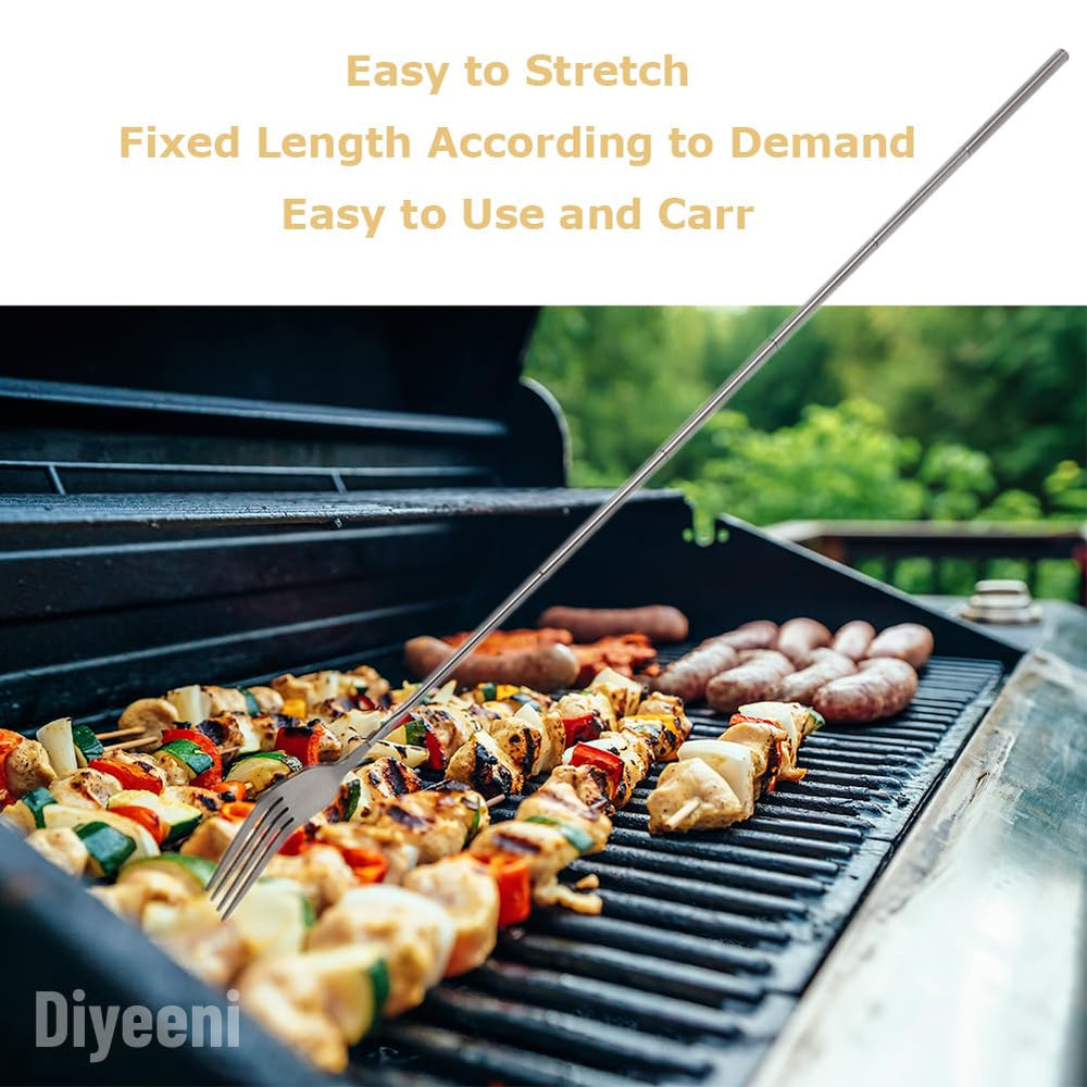 Stainless Steel Dinner Fork,BBQ Telescopic Extendable D