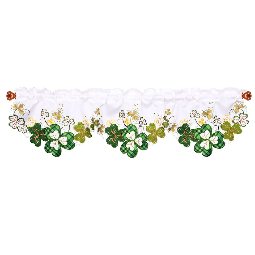 Embroidered Christmas Holiday Cardinal Kitchen Window Curtain Valance W 57 × L 15 Inches, for Christmas Holidays Decorations (Cardinal)