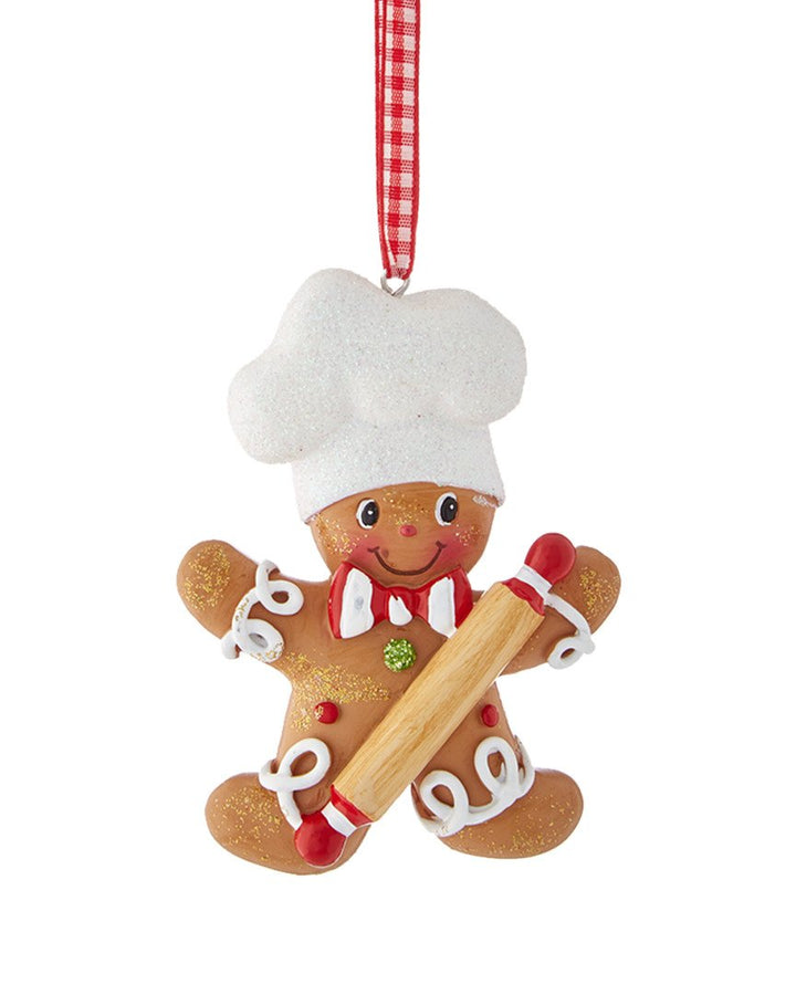 Resin Gingerbread Boy And Girl Baker Christmas Ornaments Set of 2 Assorted