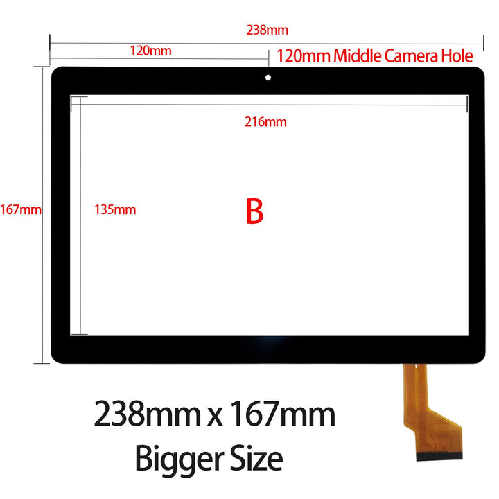 for 10.1'' Inch Zonko K105 Tablet PC Front Outter Touch Screen Panel Digitizer Sensor Glass Replacement Phablet Multitouch (Black)(Bigger Size)