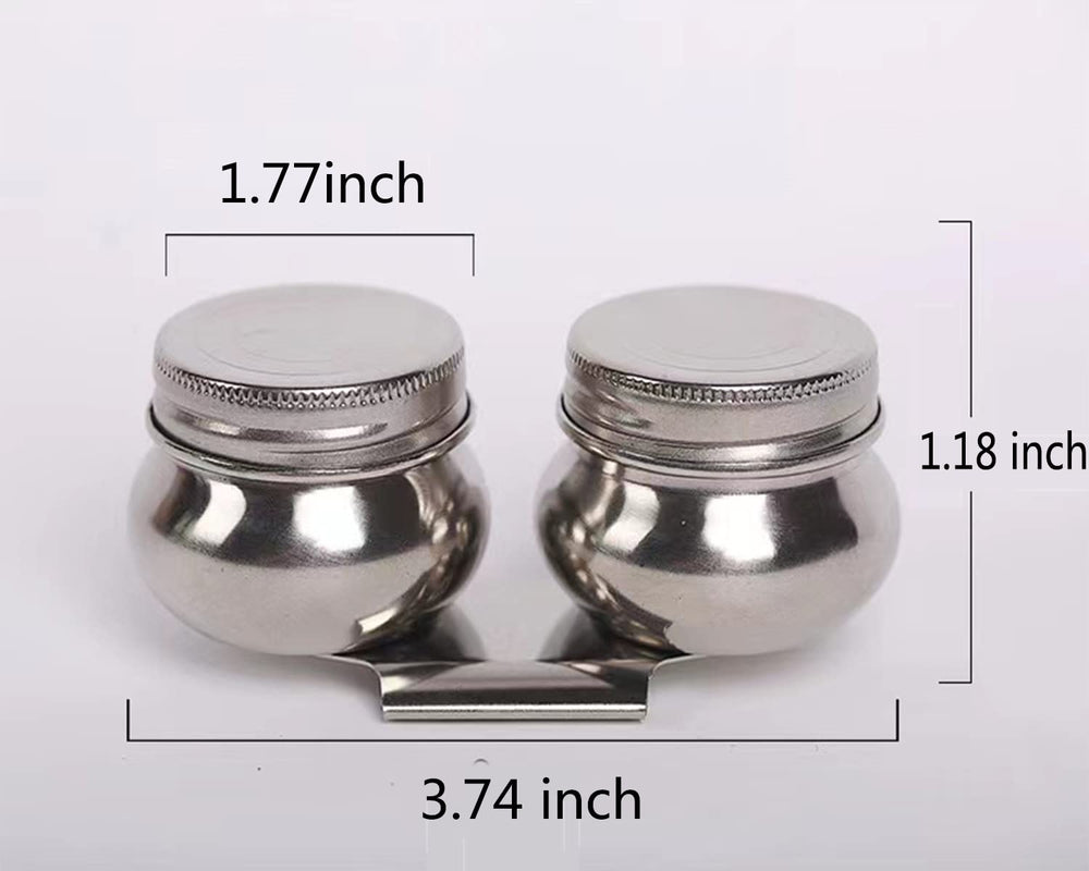 Palette Cup with Lid, Stainless Steel Double Dipper Oil Painting Pot Container, No Leakage, Can Clip on Palette