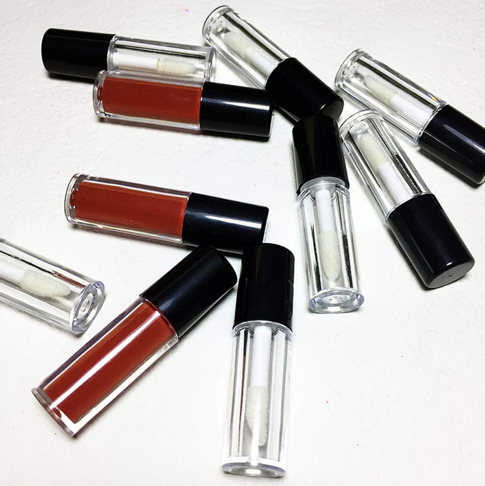 12PCS 1.2ML Lip Balm Container Tubes With Black Cap & Inner Plug- Mini Plastic Empty Lip Gloss Tube For DIY Using