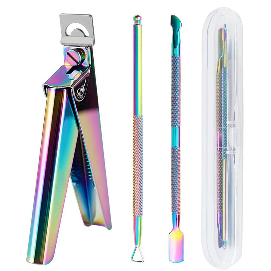 Younmi Professional Acrylic Nail Tips Clippers, Nail Tip Cutter Trimmer Nail Tools with Cuticle Pusher Scaper Peeler for Acrylic Nails Manicure Pedicure Sharp Rustproof Nail Art Tool Home DIY Use