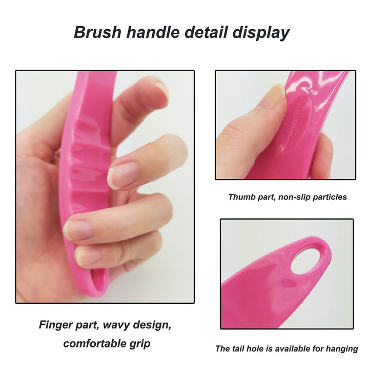 Pumice Stone Exfoliating Brush Foot Brush Body Scrub with Handle (red)