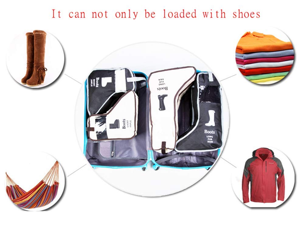 Portable 2 Pair Boot Storage Bags Dust Proof Shoe Bags,Zippered Tall Boots Organizer Protector Bag for Home and Travel (black)