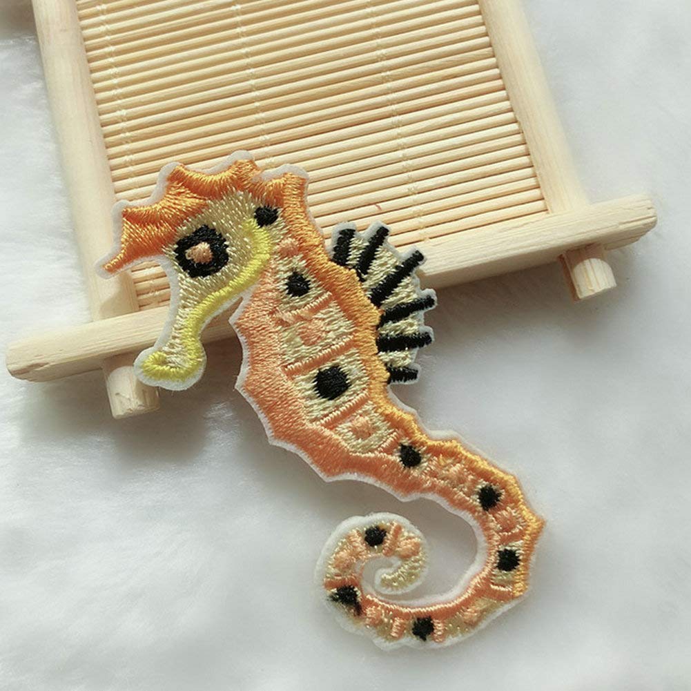 13 Pcs Seabed Ocean Animals Patches Embroidered Iron on Patch for Clothing Badges DIY Stickers Sew Applique