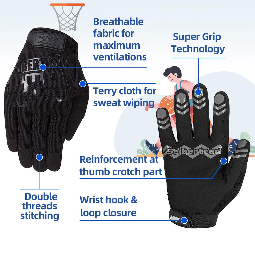 Anti Slip Unweighted Basketball Gloves Ball Handling Gloves (Basketball Training Aid) Or Driving Gloves Black M