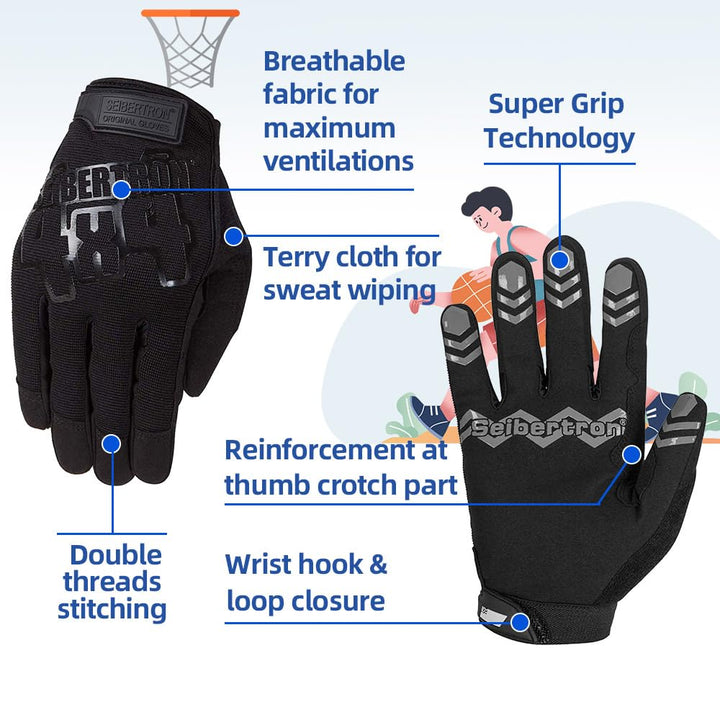 Anti Slip Unweighted Basketball Gloves Ball Handling Gloves (Basketball Training Aid) Or Driving Gloves Black M