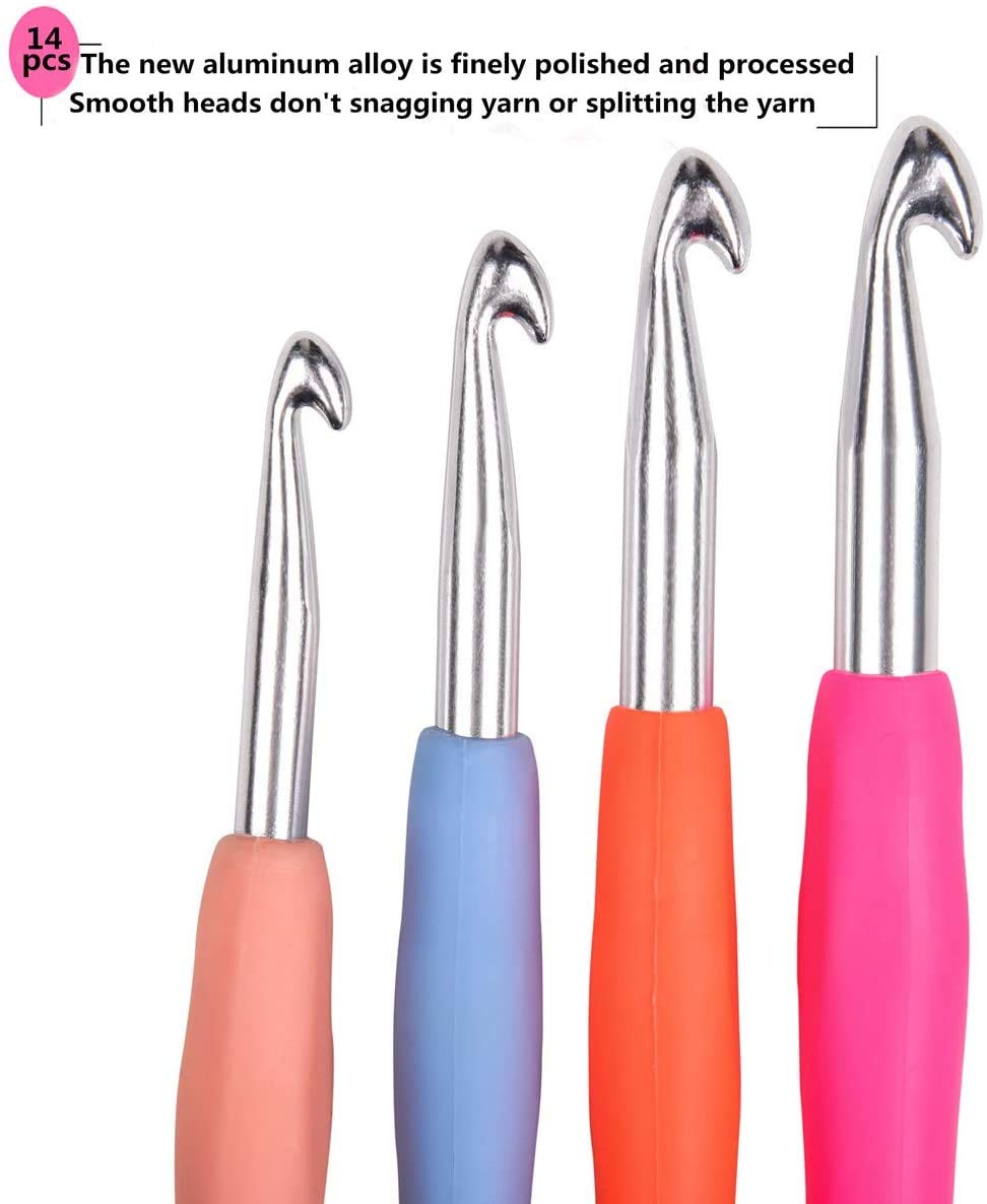 YOKER 14 Sizes Crochet Hooks Set,2mm(B)-10mm(N) Ergonom