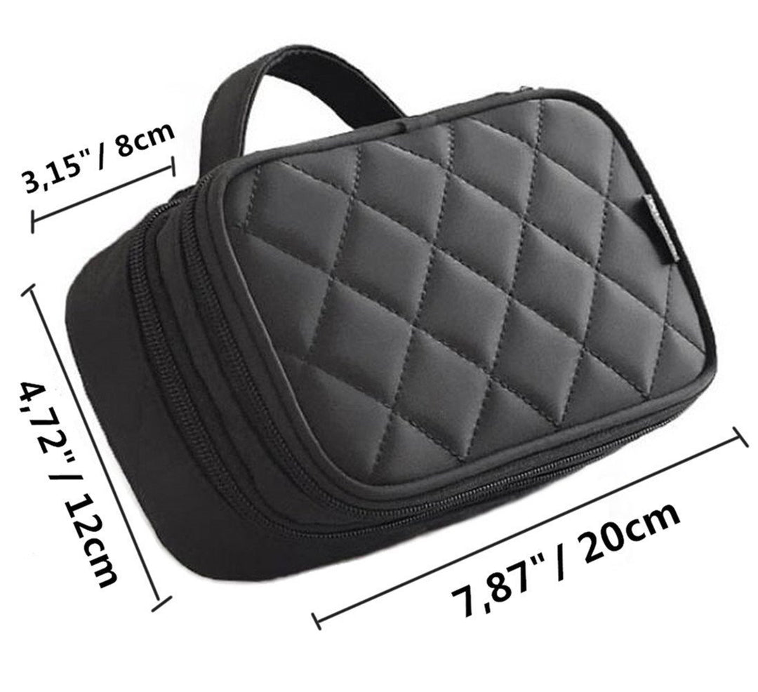 Black Size S: Onegenug Cosmetics Bag, Double Layer Makeup Bag with Mirror Beauty Makeup Brush Bags Travel Kit Organizer, Cosmetic Bag Professional Multifunctional Organiser for WOM