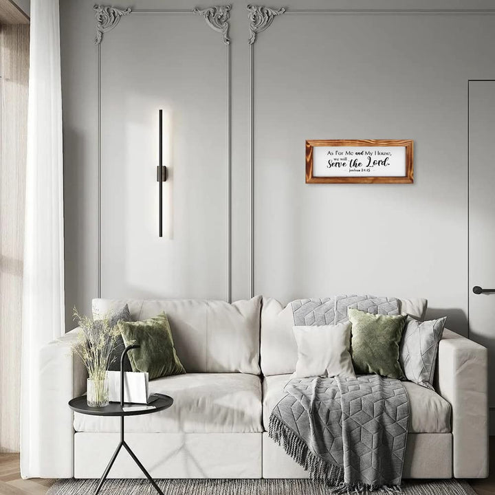 Framed Wooden Bible Verses Sign Wall Decor (15.8x6.3), Farmhouse Christian Scripture Wall Art, Serve the Lord Joshua 24 15 God Plaque for Mother&#39;s Day/Housewarming Gift