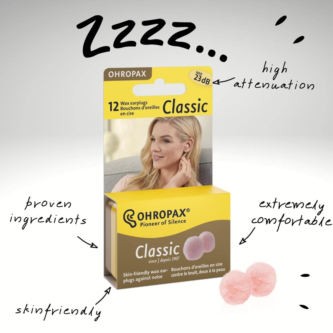 Ohropax Reusable Wax/Cotton Ear Plugs (24 Plugs Total)(
