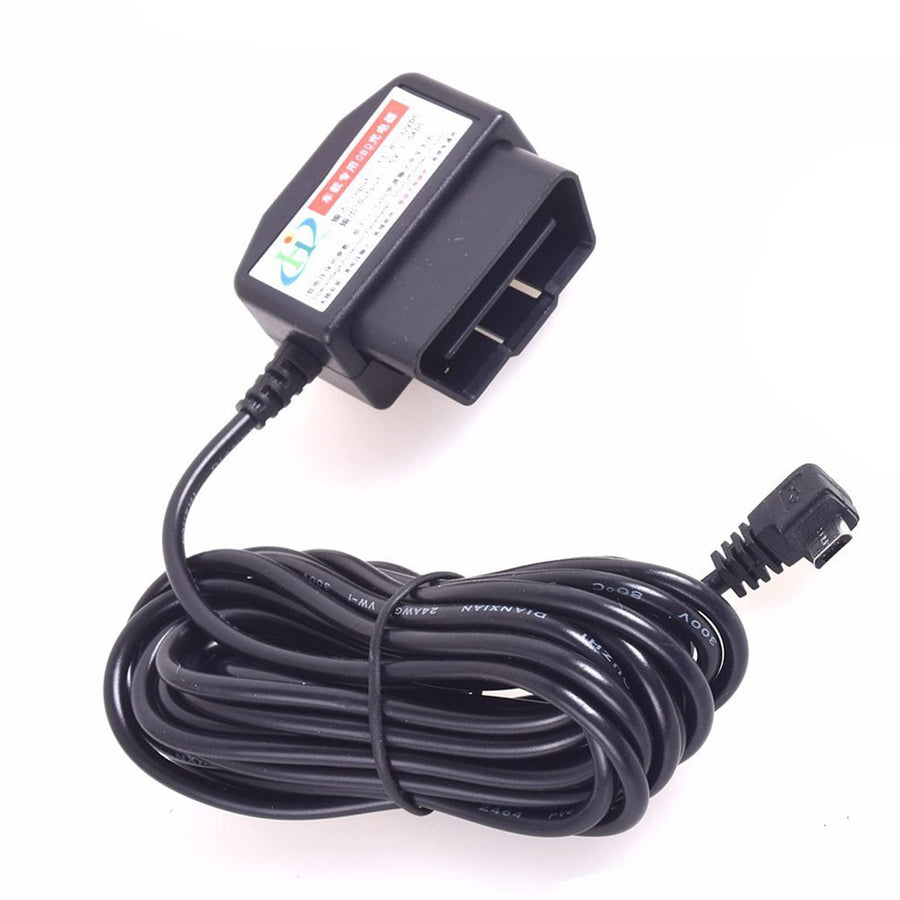 Car OBD2 Dash Camera DVR Charging Cable Micro USB Power Adapter with Switch Button - 16Pin OBD2 Connector Direct Charger for Gps Camcorder Tablet E-dog Phone(HTC Samsung Blackberry) - 11.5FT 12-24V