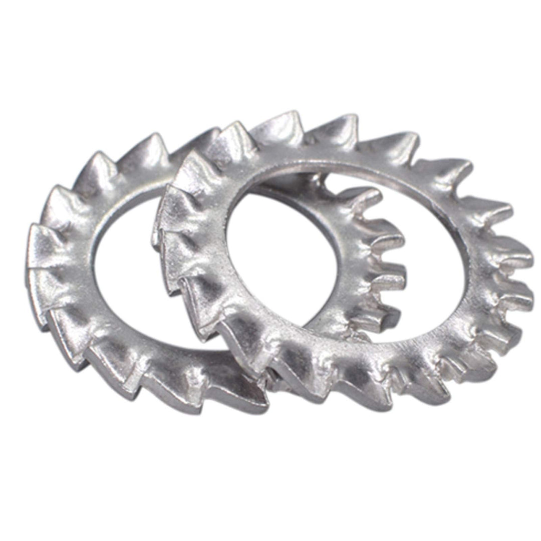 M4 304 Stainless Steel External Tooth Star Lock Washers Silver Tone(100Pcs)