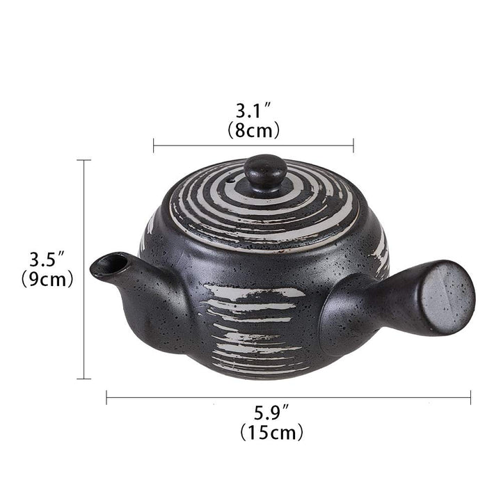 Black Tea Pot Kyusu Tea Maker with Infuser for Loose Tea Ceramic Japanese Teapot with Side Handle 11.8 oz. 350ML for Office,Home, Tea Drinker Gifts