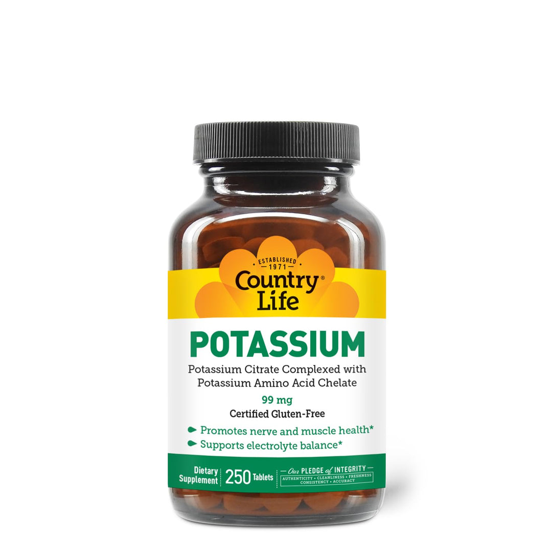 Country Life Potassium 99 mg Tablets - Chelated for Enh