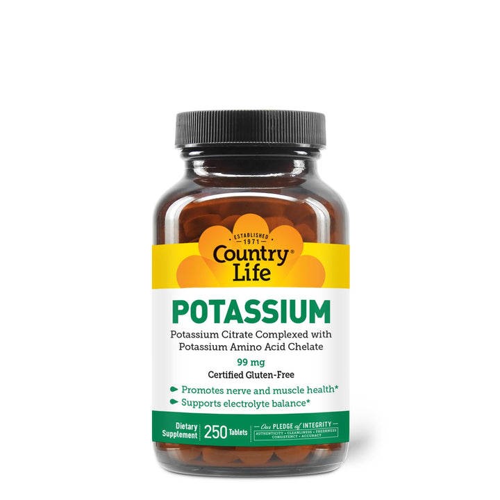 Country Life Potassium 99 mg Tablets - Chelated for Enh