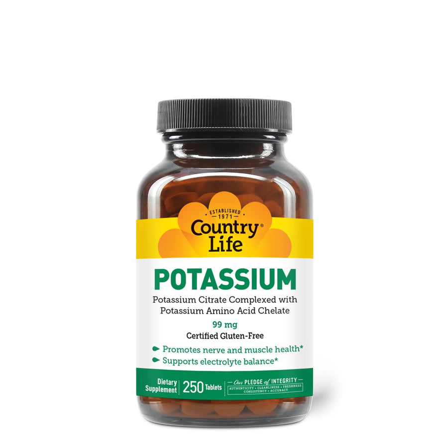 Country Life Potassium 99 mg Tablets - Chelated for Enh
