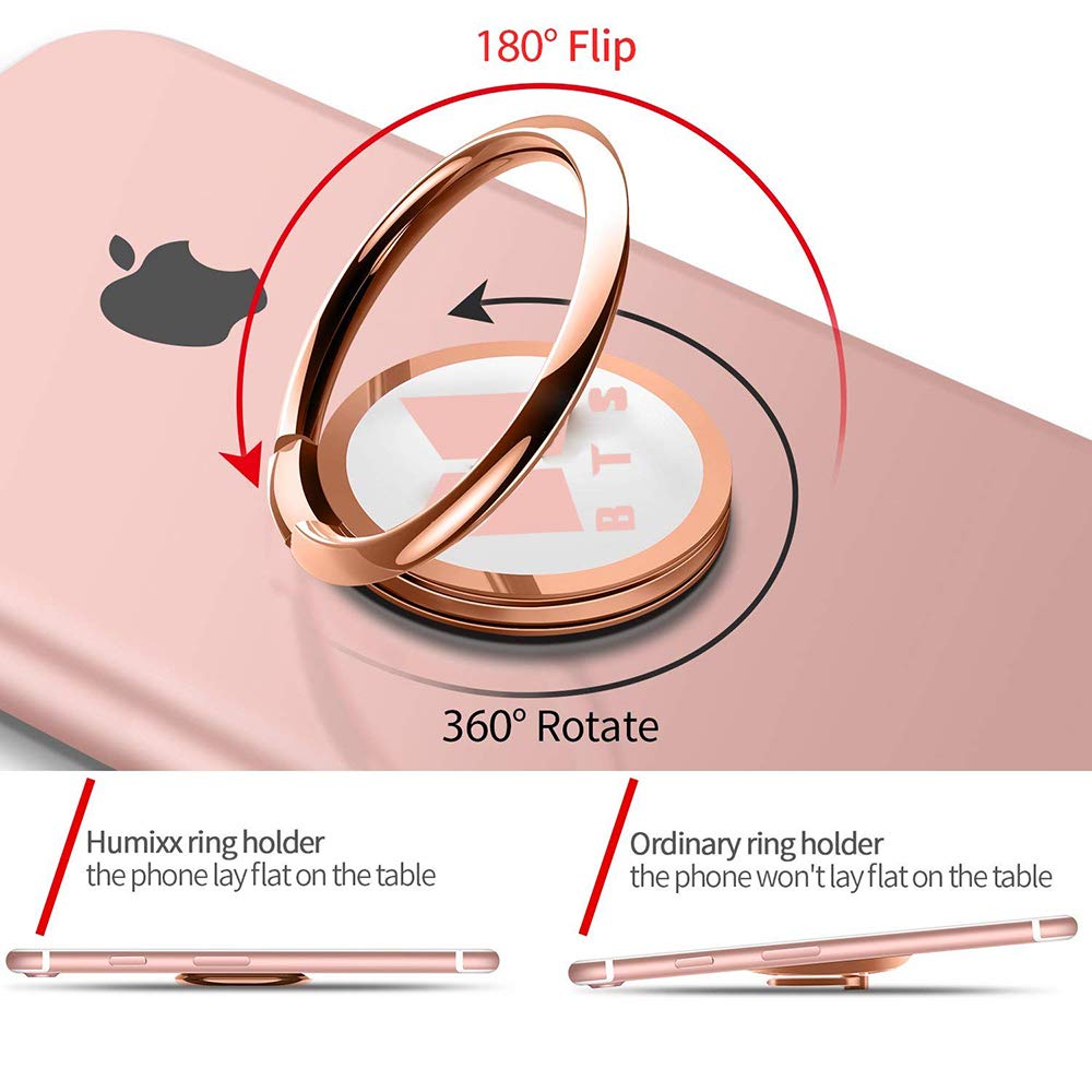 2 Pack Phone Ring Holder Finger Kickstand Universal 360° Rotation Metal Ring Grip for Magnetic Car Mount Compatible with All Smartphone(Grey&Rose)