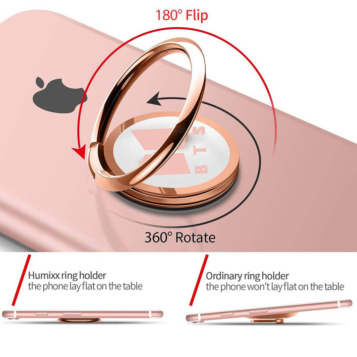 2 Pack Phone Ring Holder Finger Kickstand Universal 360° Rotation Metal Ring Grip for Magnetic Car Mount Compatible with All Smartphone(Grey&Rose)