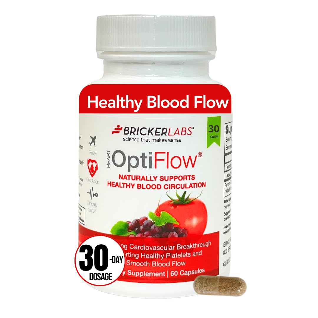 OptiFlow Blood Circulation Vitamins, Naturally Supports Healthy Blood Flow, Contains FruitFlow and resVida Trans resveratrol. Blood Optimizer Supplement, 30 Capsules