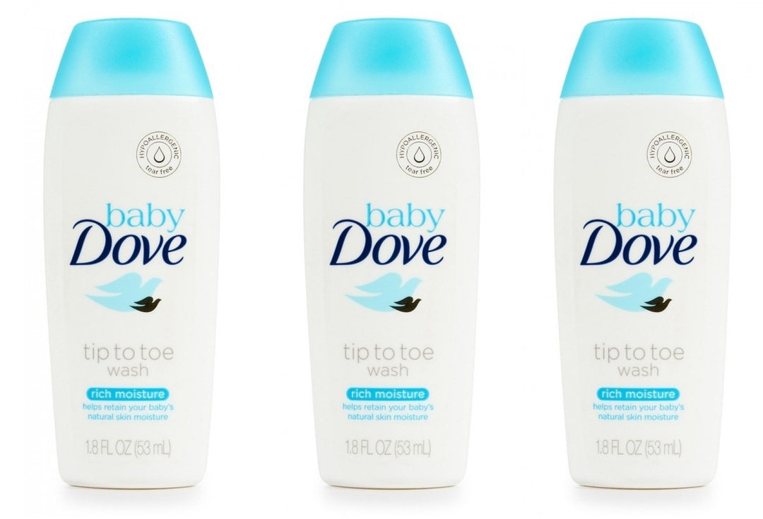 Dove Baby Body Wash Tip To Toe Sensitive Moisture 1.8 Oz Travel Size (Pack Of 3)