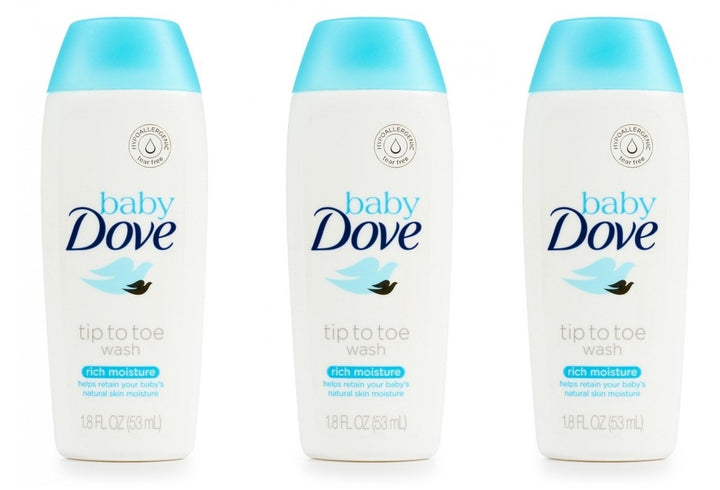 Dove Baby Body Wash Tip To Toe Sensitive Moisture 1.8 Oz Travel Size (Pack Of 3)