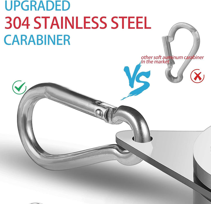 Flag Pole Rings, Aluminum Alloy Flagpole Rings 360° Rotating Anti Wrap Mounting Ring, Spinning Clips with Carabiner for 0.75-1.02 Inch Diameter- Pack of 2 (Matte Silver)