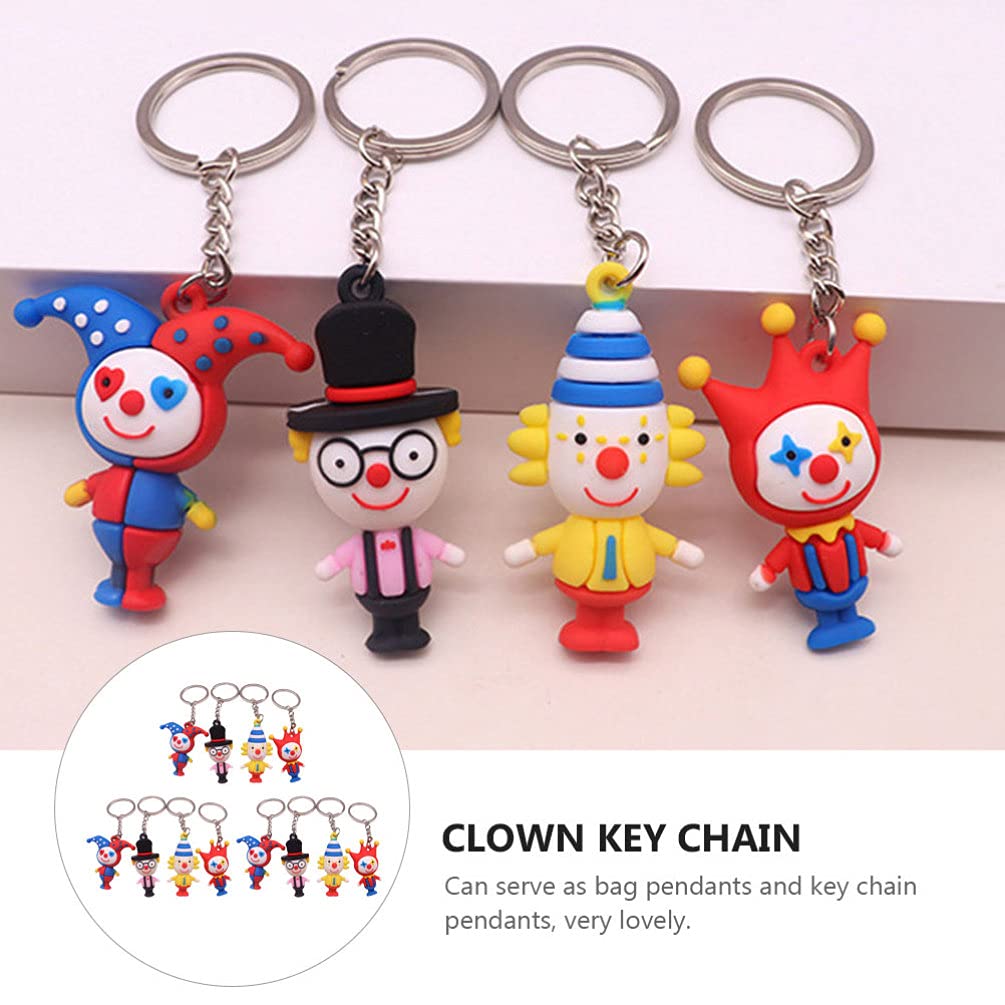 Clown Shape Key Chains Clown Doll Keychains Hand- made Keychains Pendant Backpack Charms, 12pcs