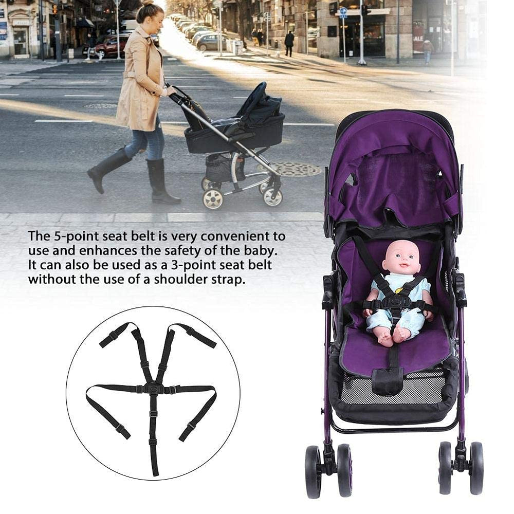 Universal Baby 5 Point Harness Belt High Chair Safety Belts Harness Stroller Children Pushchair Rotating Protection Adjustable Shoulder Strap Belts Straps for Pram Accessories(Buckle Type)
