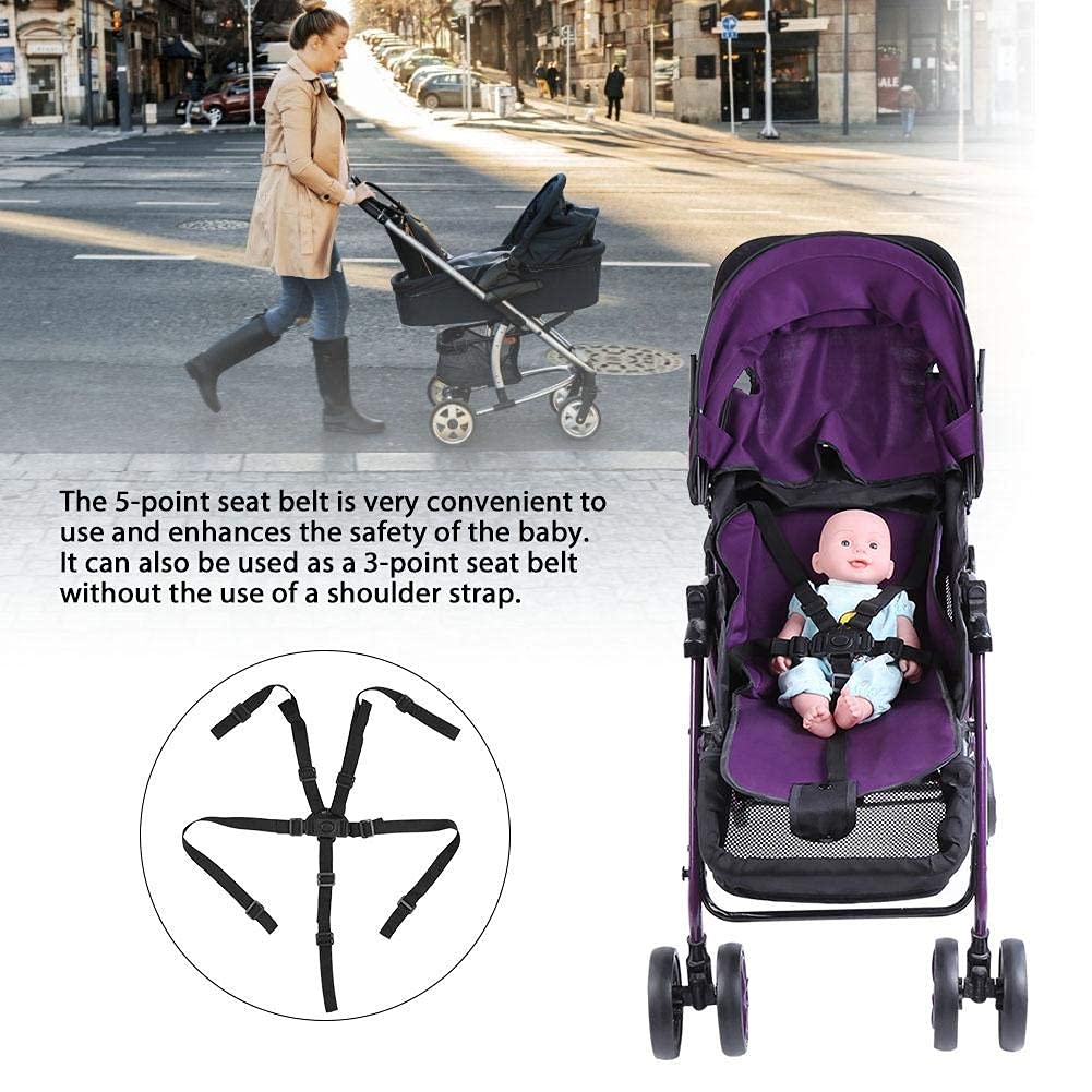 Universal Baby 5 Point Harness Belt High Chair Safety Belts Harness Stroller Children Pushchair Rotating Protection Adjustable Shoulder Strap Belts Straps for Pram Accessories(Buckle Type)