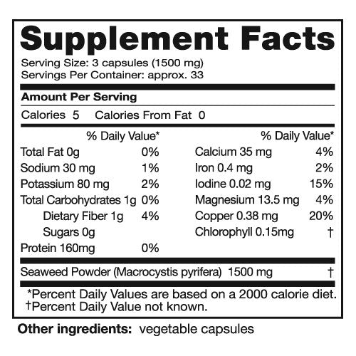 Seagate Products Freeze-Dried Seaweed 500 mg 100 Capsules (pack of 1)