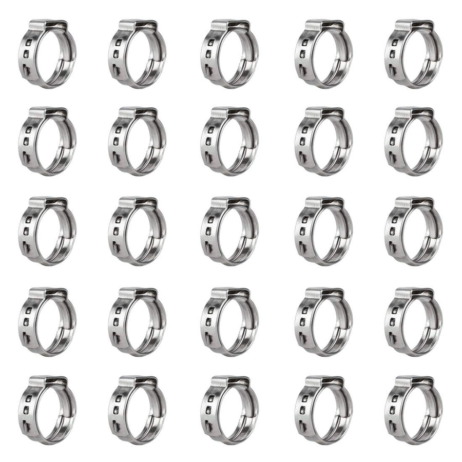 40Pcs 10.3mm-12.8mm Single Ear Hose Clamps 304 Stainless Steel PEX Cinch Clamps Stepless Cinch Crimp Rings Pinch Clamps for Pipe Fitting Connections