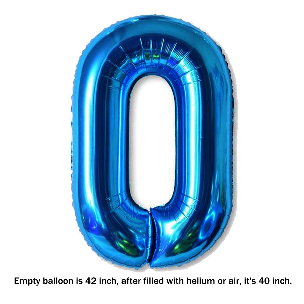 40 Inch Jumbo Blue Number 0 Balloon Giant Balloons Prom Balloons Helium Foil Mylar Huge Number Balloons for Birthday Party Decorations/Wedding/Anniversary