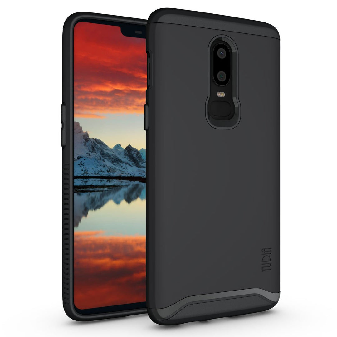 DualShield Designed for OnePlus 6 Case, [Merge] Shockproof Military Grade Heavy Duty Dual Layer Slim Protective Phone Case - Matte Black