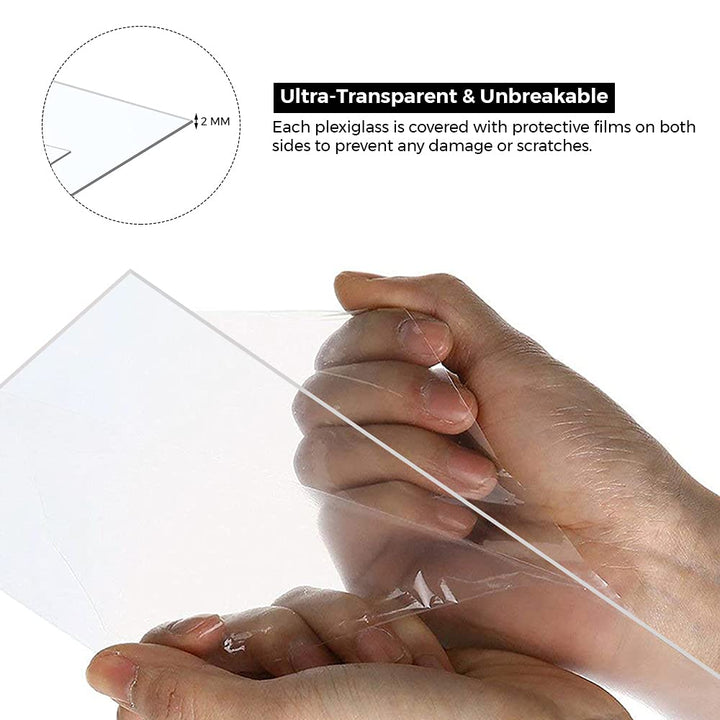 Broken Glass Replacement Sheets for Picture Photo Frames - 2.0 mm Thick Ultra-Transparent - Works for Perspex Acrylic Sheets DIY Project (2, 11.7x16.5 inches)