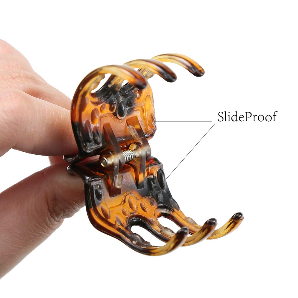 Women's And Girls`s Classics 4 Medium Claw Clips, Great for Easily Pulling Up Your Hair,Pefrect for All Hair Types, Plastic Material, Black and Brown Colors, 4 Count (Pack of 1)