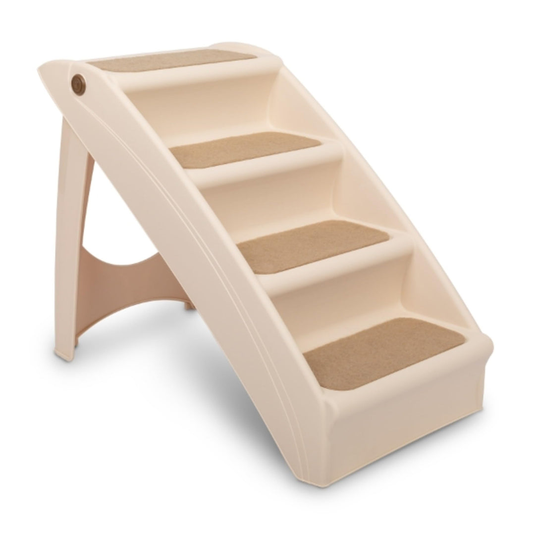 CozyUp Folding Dog Stairs, Portable Indoor/Outdoor Pet Steps for Bed, Couch &amp; Car, Tan, 20 Inch