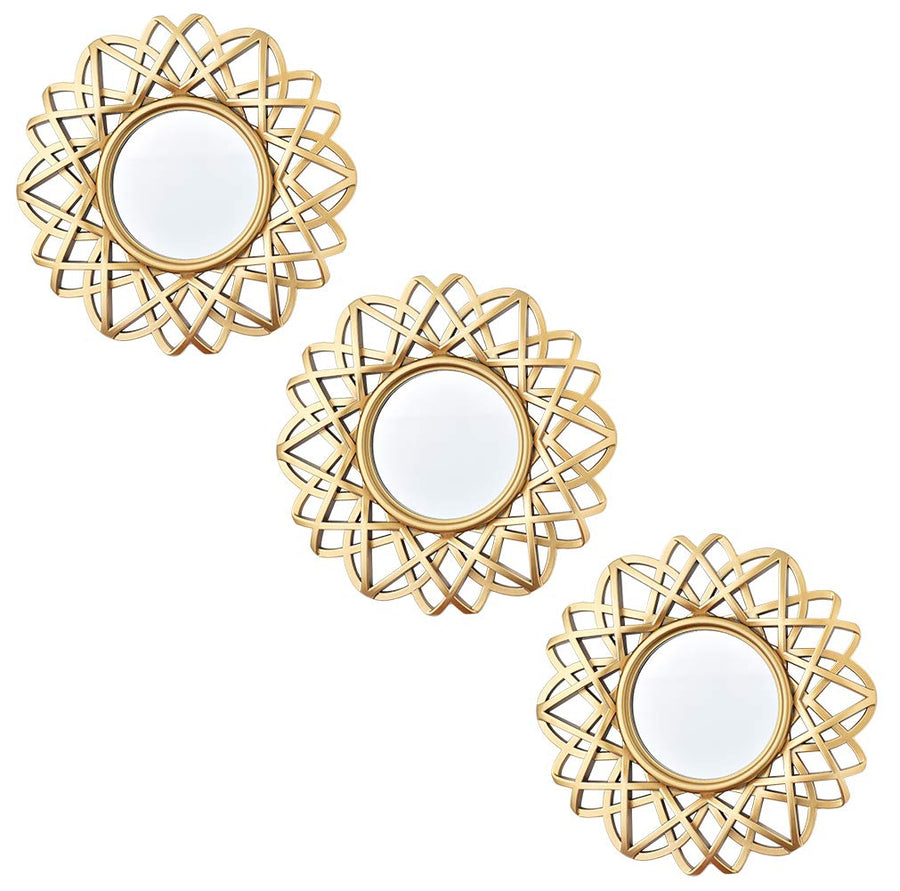 Gold Mirrors for Wall Decor | Small Wall Mirrors Decorative Set of 3 | Circle Mirror Wall Decor Set | Decorative Mirrors for Bedroom Bathroom & Living Room
