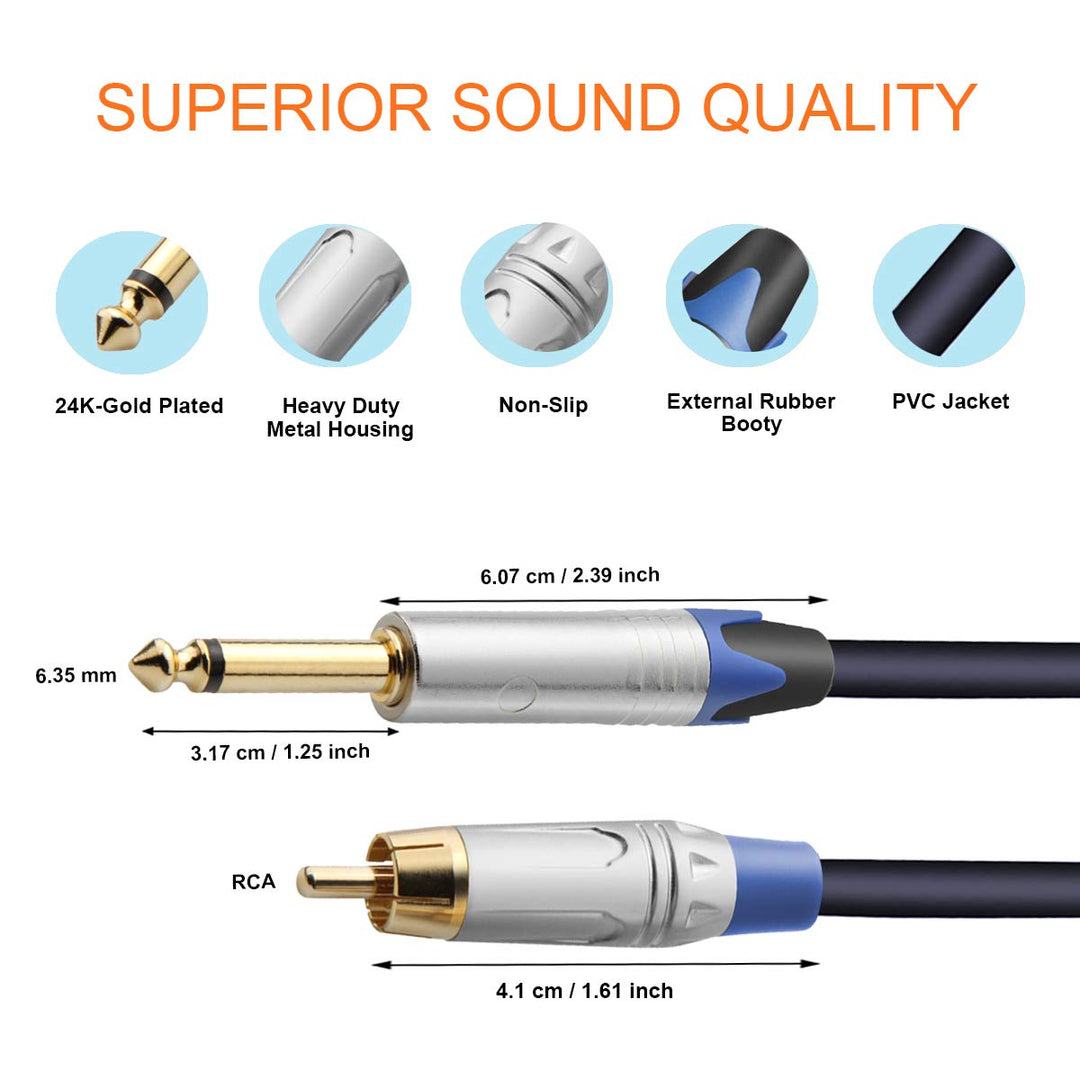 tisino RCA to 1/4 Cable, Dual RCA to Dual 1/4 inch TS S