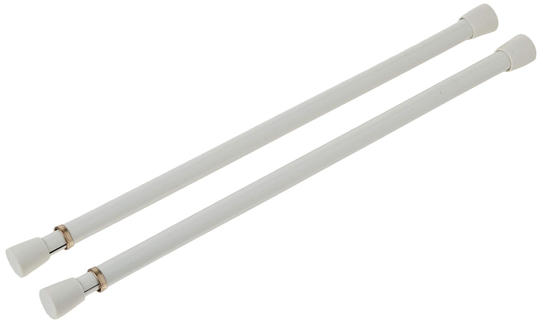 Small Spring Tension Window Curtain Rods, 12 to 20-Inch Adjustable Spring Tension Rod - White, 2 Rods per Pack