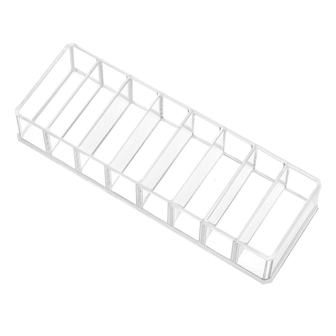 Clear Acrylic Makeup Compact Organizer, 8 Spaces Vanity Organizer Stand Eyeshadow Pallet Storage for Lipstick Bronzer Powder Highlighter, Skincare Cosmetic Display Cases for Bathroom