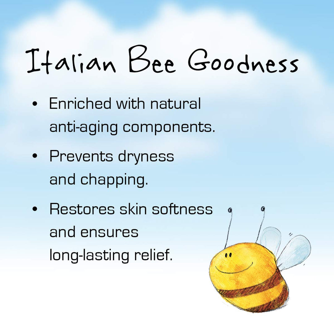 BeeMy Honey Hand Cream with Anti-Aging Action comes in a 2.54 oz container and contains Italian honey, beeswax, almond oil, and glycyrrhetinic acid to help prevent dryness and restore skin softness