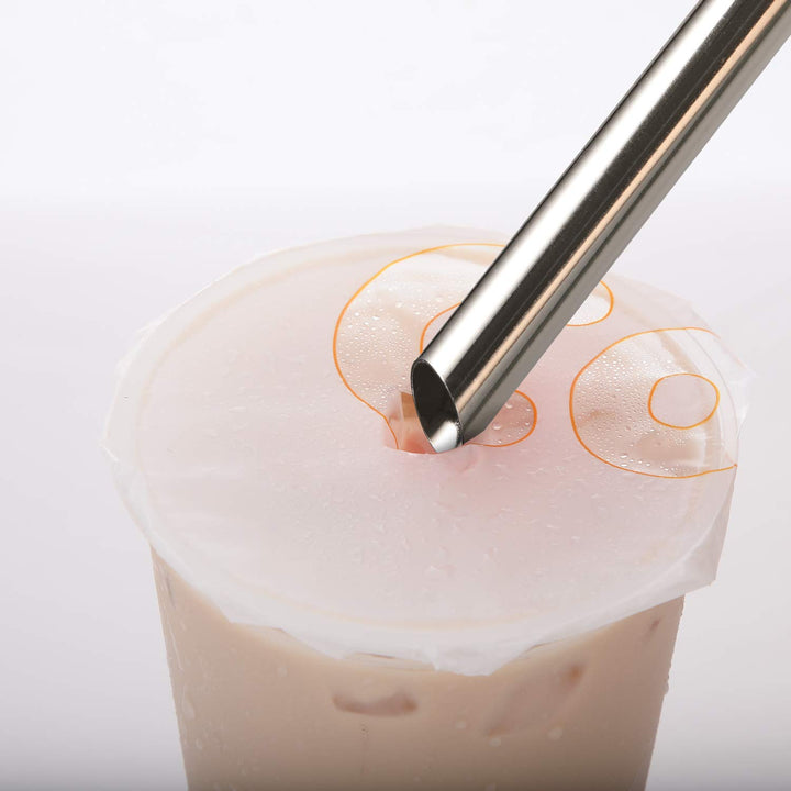 [Angled Tips] 2 Pcs Jumbo Reusable Bubble Tea Straws & Smoothie Straws, 0.5 Wide Stainless Steel Straws, Metal Straws for Bubble Tea/Tapioca Pearl, Milkshakes,Smoothies | 1 Cleaning Brush & 1 Case