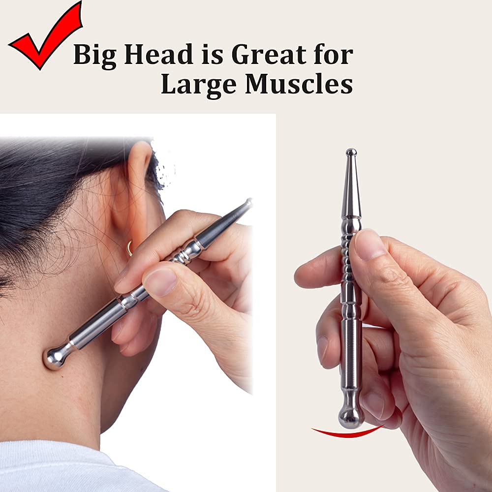 FeelFree Sport Manual Acupuncture Massage Pen - Stainless Steel Facial Reflexology Acupressure Pen - Deep Tissue Massager Trigger Point Massage Tool for Relaxing