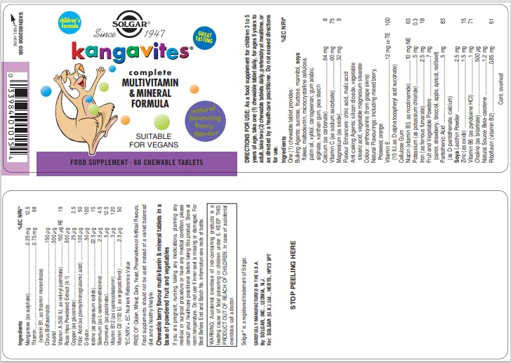Solgar Kangavites, Bouncin’ Berry Flavor - 120 Chewable