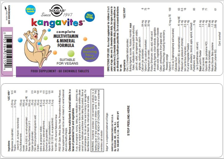 Solgar Kangavites, Bouncin’ Berry Flavor - 120 Chewable