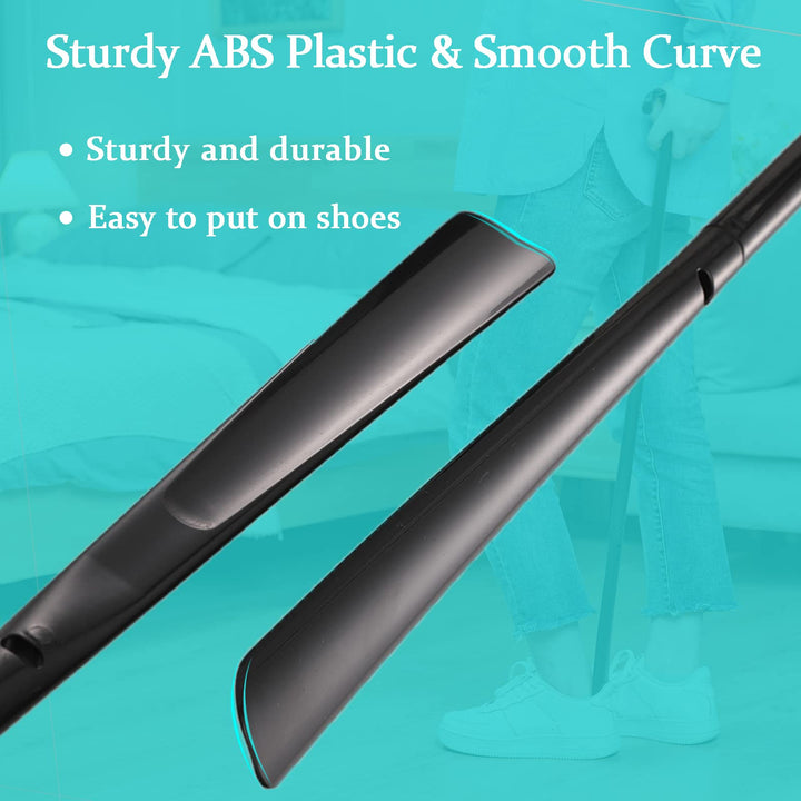 Fanwer Shoe Horn Long Handle for Seniors - 33.5 Long Dressing Stick, Sock Remover Tool, Stable, Not Easy to Break, Adjustable, for Disabled, Knee & Hip Replacements and Back Problems People