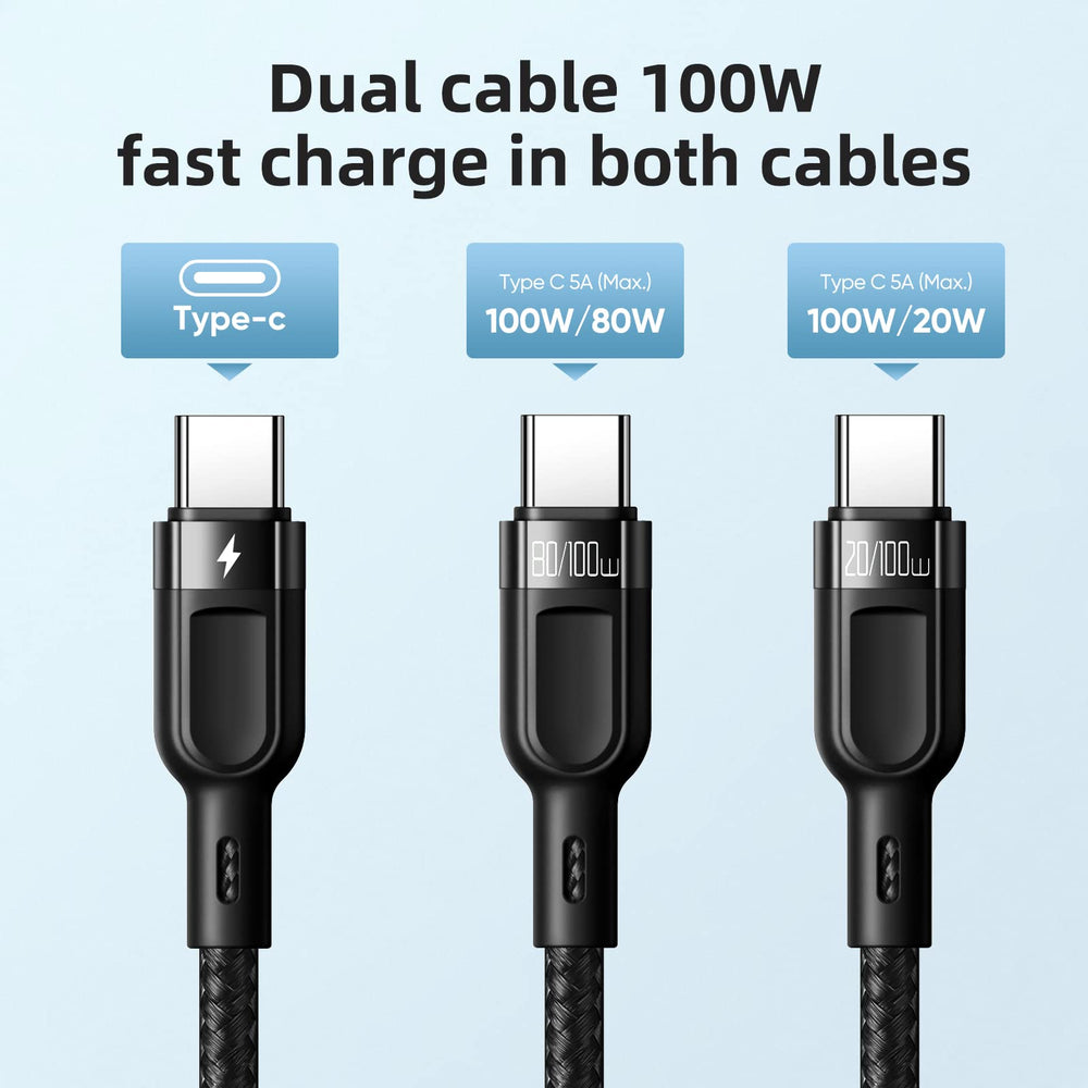 PD 100W/5A USB C Cable, Universal 2 in 1 Multi Charging Cable 4Ft 5A Type C Fast Charging Nylon Braided Cord Compatible with iPad/Phone/Tablets/Switch/GalaxyS21/S20,Mate 40/30 and More (Black)